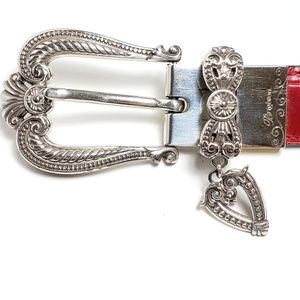 Brighton Red, Black and Silver, leather belt